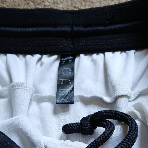 Adidas Men's Athletic Shorts in White with Black Trim - Picture 3 of 5